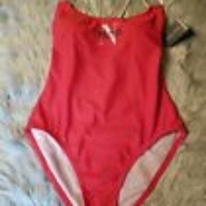 Women's Nautica Tank Swimsuit Red w Logo Size Medium